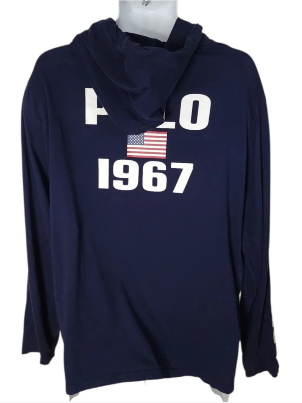 Polo Ralph Lauren Lightweight Hooded T-Shirt Navy XL Big Pony Logo Long Sleeve